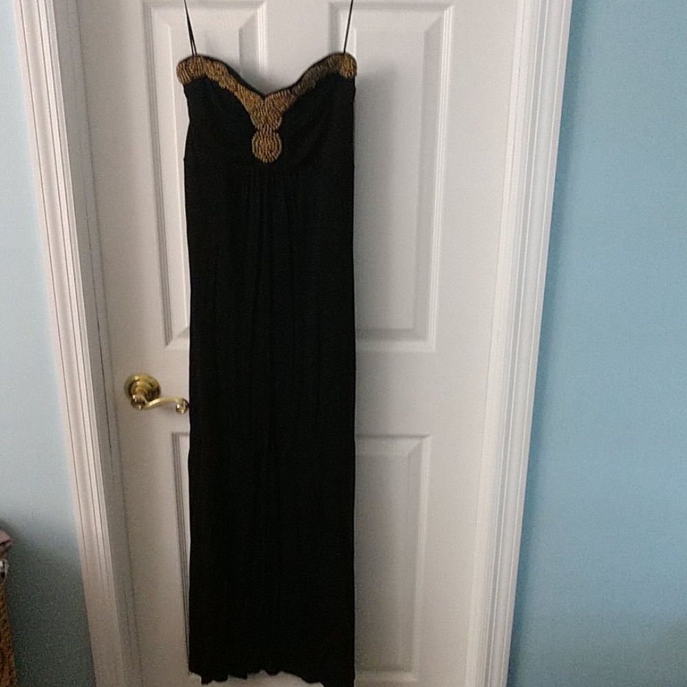 Black- beaded dress, long, gown like